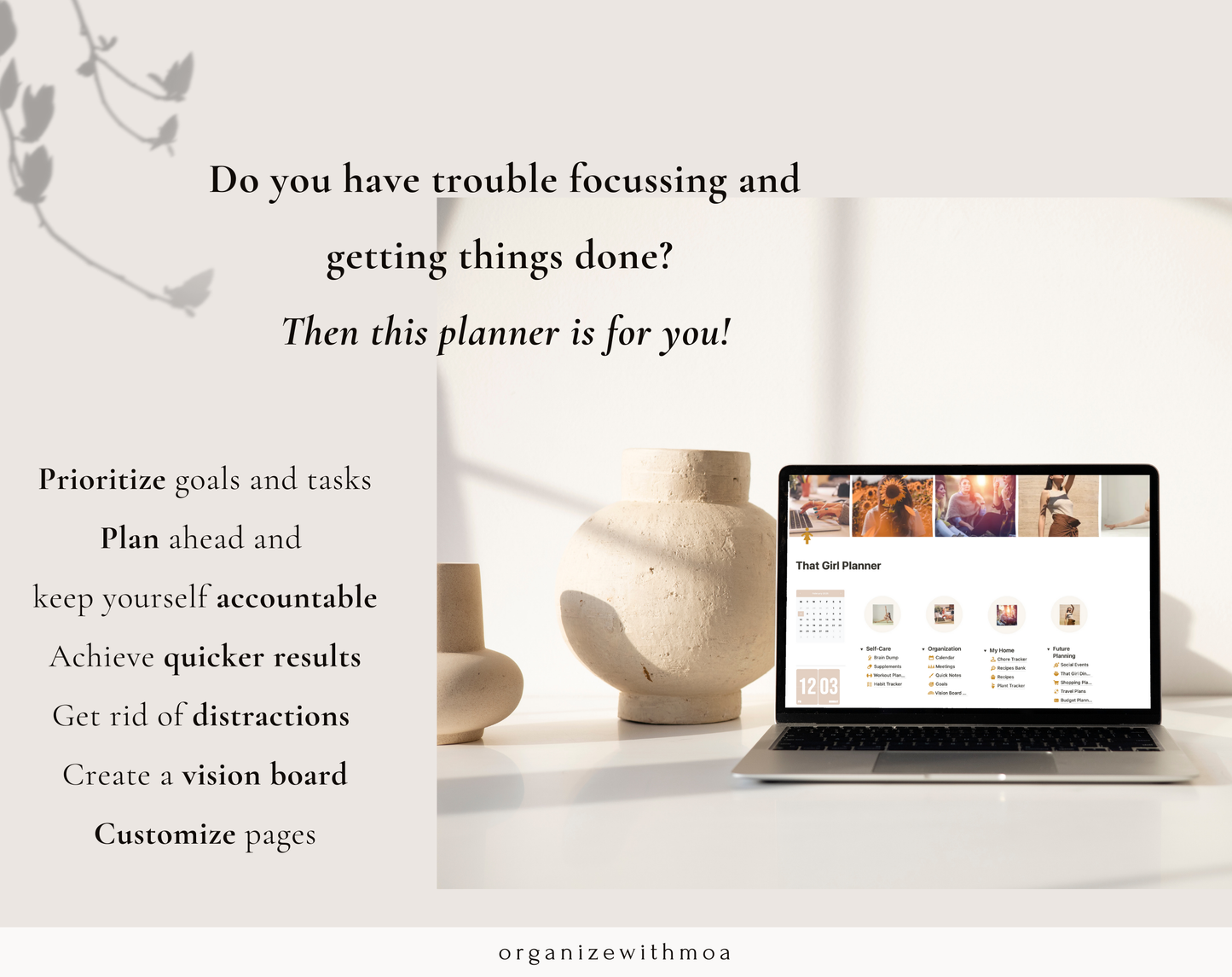 Customizable Notion Template - That Girl Planner